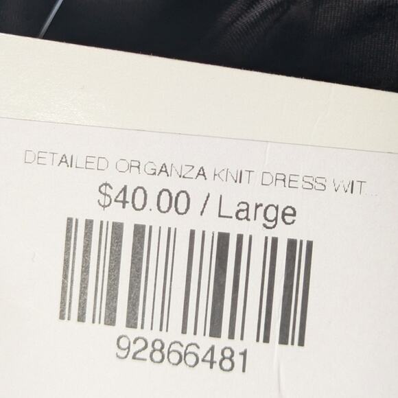 White Birch L Black Organza Ruffle Sleeve Knit Dress NWT Party Evening Casual - Picture 2 of 5